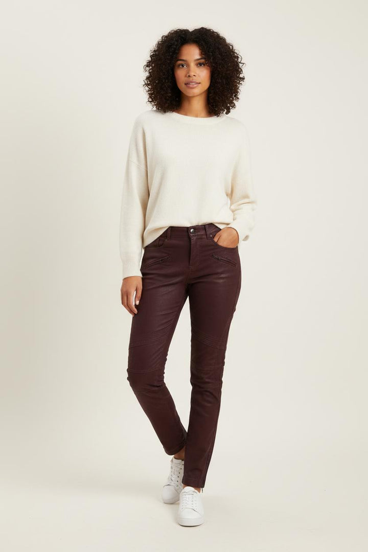 Pantalon en Cuir Bordeaux - Taille S/36 de la marque IKKS | PARAD71517 - Vendu par Paradigme - Image 1