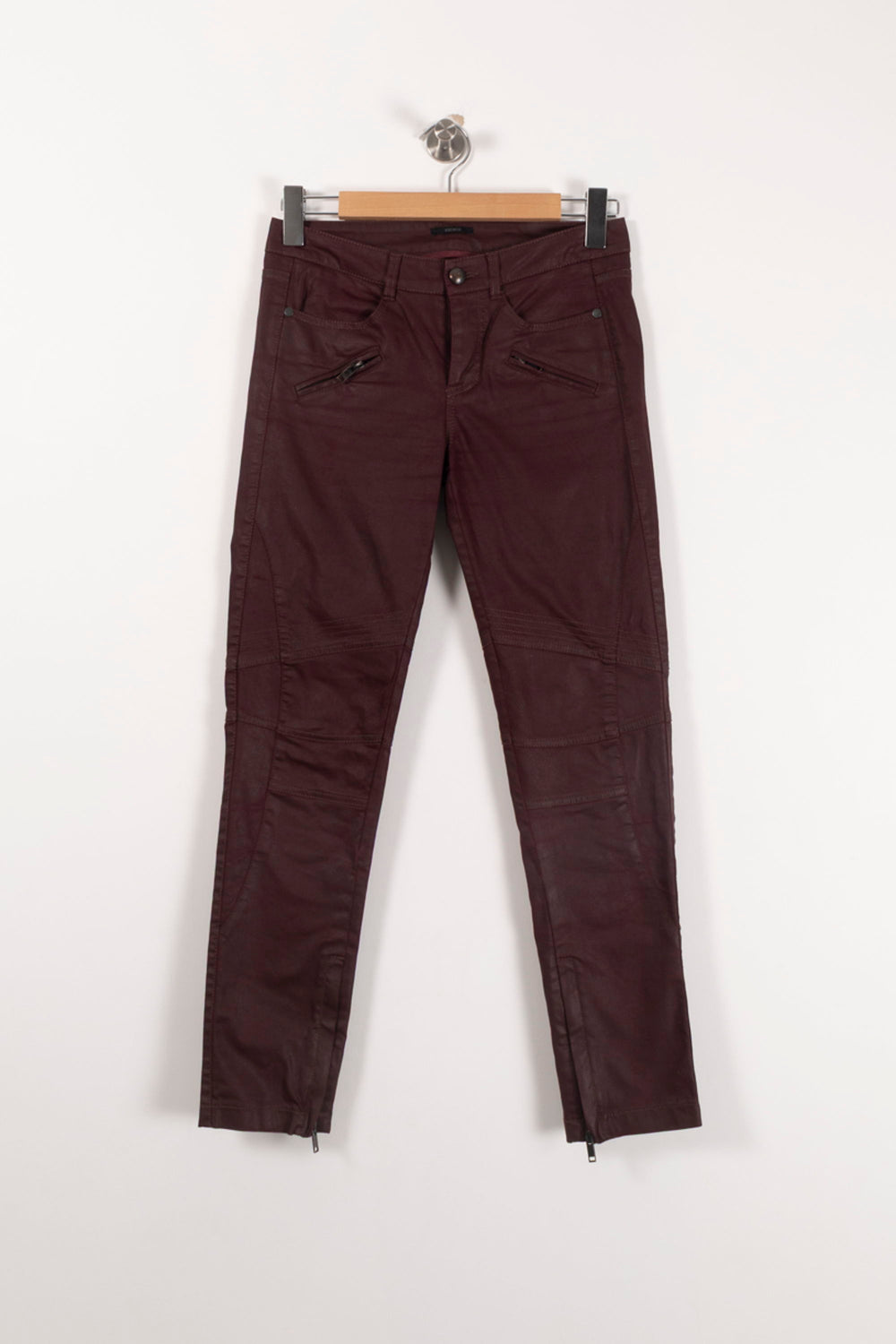Pantalon en Cuir Bordeaux - Taille S/36 de la marque IKKS | PARAD71517 - Vendu par Paradigme - Image 2