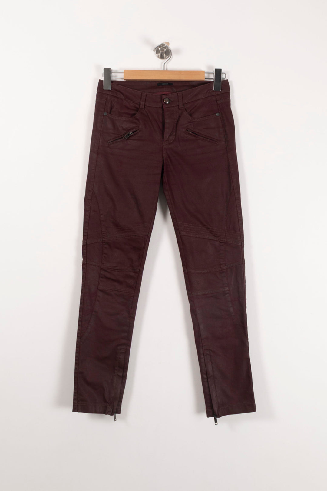 Pantalon en Cuir Bordeaux - Taille S/36 de la marque IKKS | PARAD71517 - Vendu par Paradigme - Image 2
