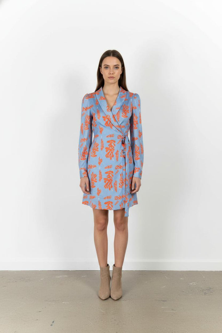 Robe portefeuille bleue et orange - Taille S/36 de la marque Barje | PARAD71542 - Vendu par Paradigme - Image 1