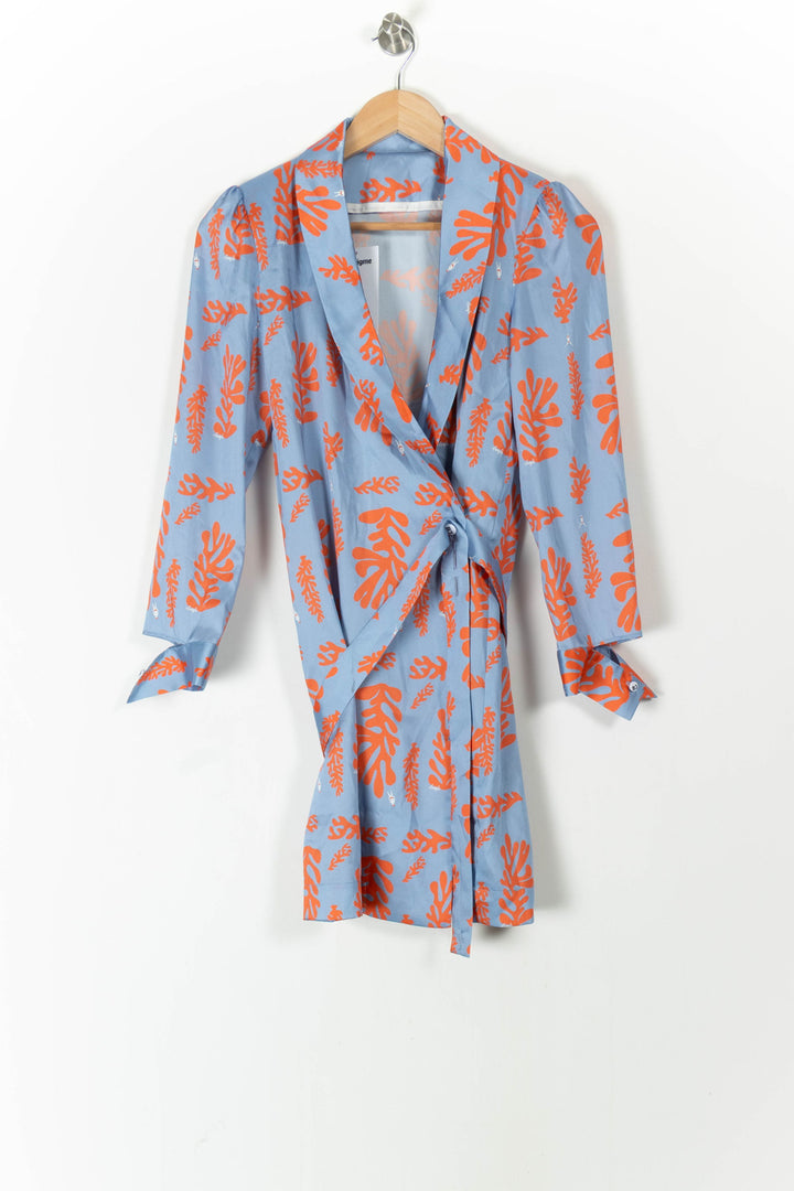 Robe portefeuille bleue et orange - Taille S/36 de la marque Barje | PARAD71542 - Vendu par Paradigme - Image 2