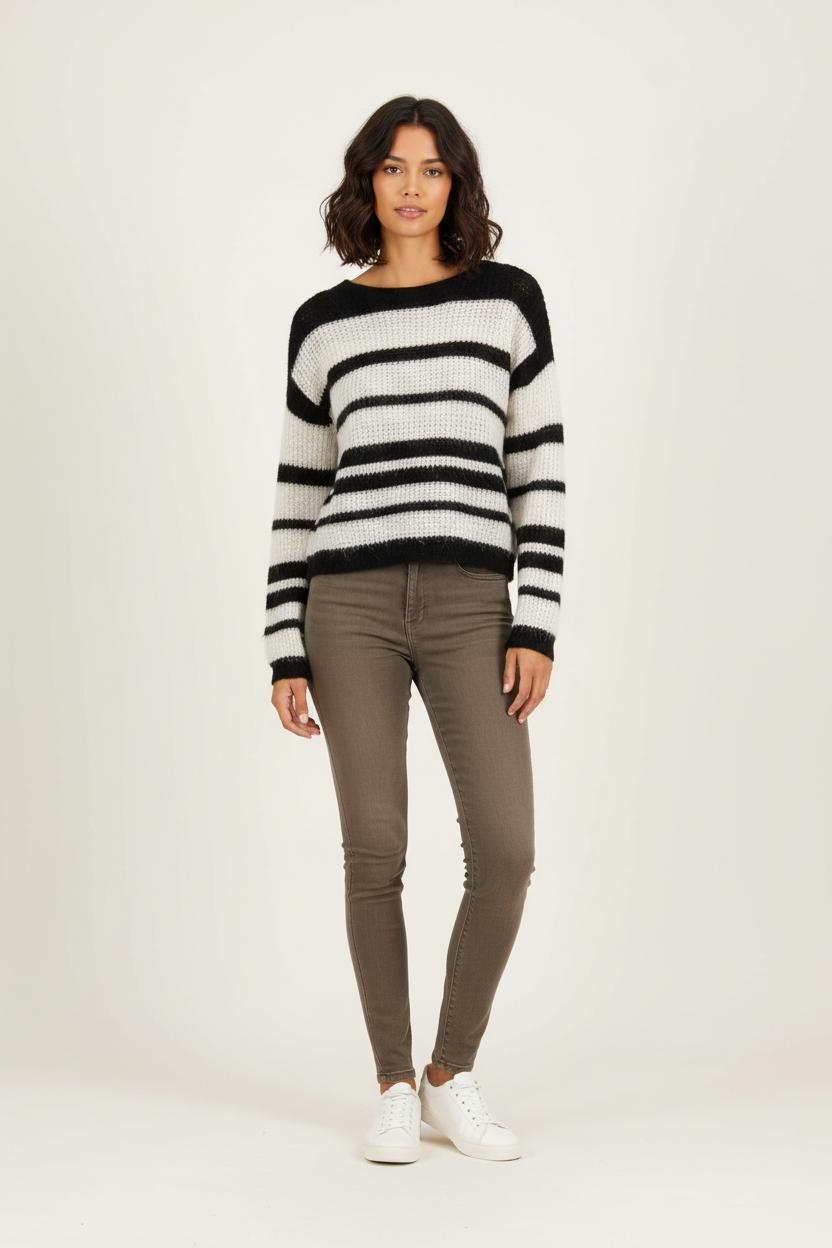 Pull Noir et Blanc - Taille XS/34 de la marque Caroll | PARAD71547 - Vendu par Paradigme - Image 1