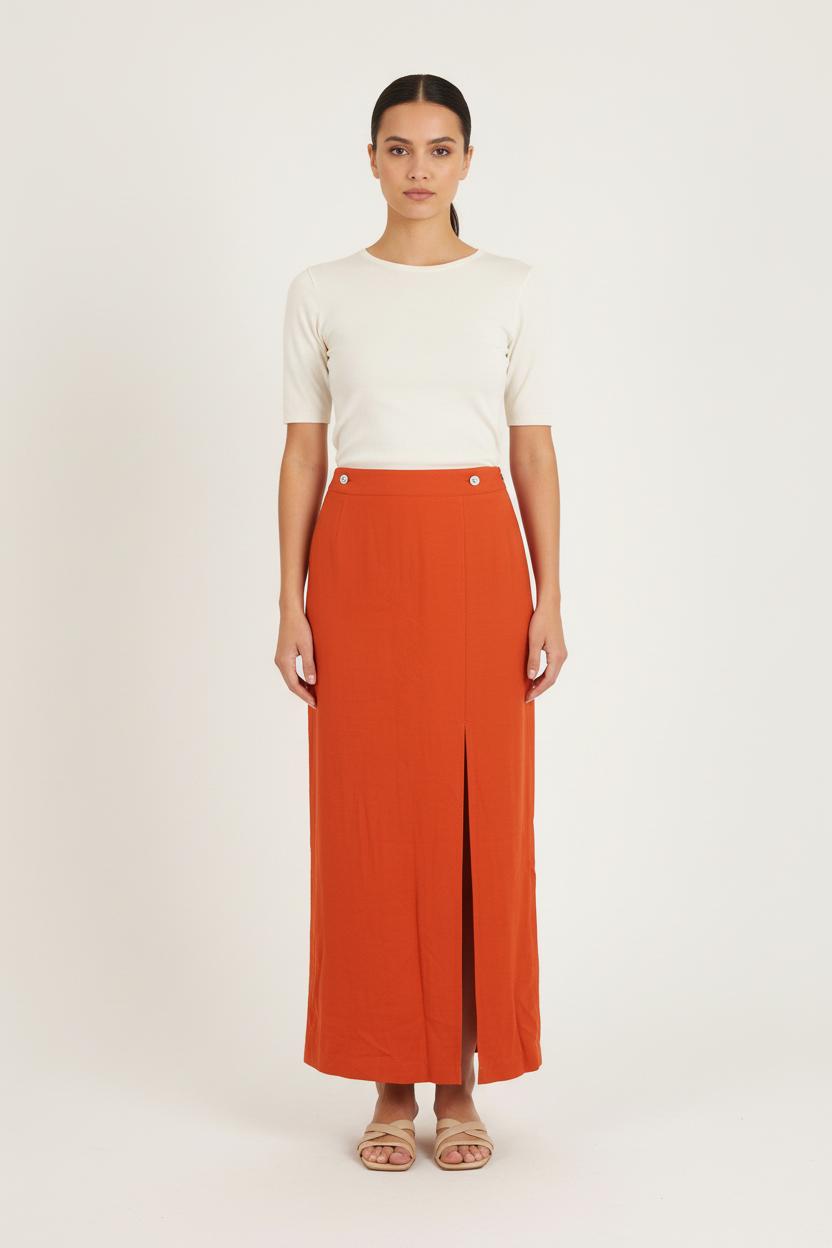 Jupe Longue Orange - Taille S/36 de la marque Barje | PARAD71558 - Vendu par Paradigme - Image 1