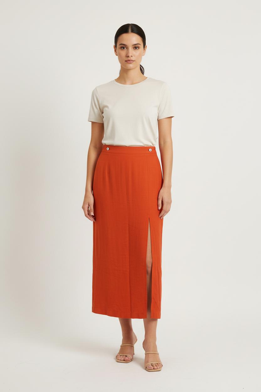 Jupe Longue Orange - Taille M/38 de la marque Barje | PARAD71572 - Vendu par Paradigme - Image 1