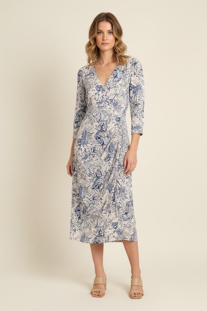 Robe Midi Bleu et Blanc - Taille L/40 de la marque Maje | PARAD71574 - Vendu par Paradigme - Image 1