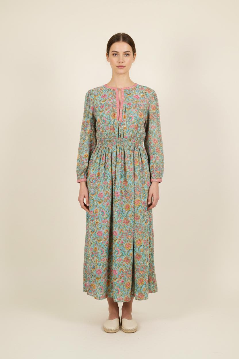 Robe Longue Verte et Rose - Taille S/36 de la marque Louise Misha | PARAD71596 - Vendu par Paradigme - Image 1