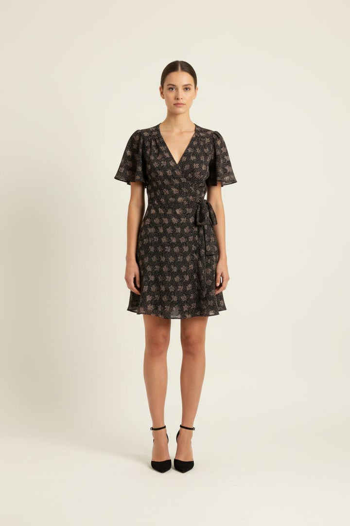 Robe Portefeuille Noire et Beige - Taille S/36 de la marque Sessùn | PARAD71607 - Vendu par Paradigme - Image 1