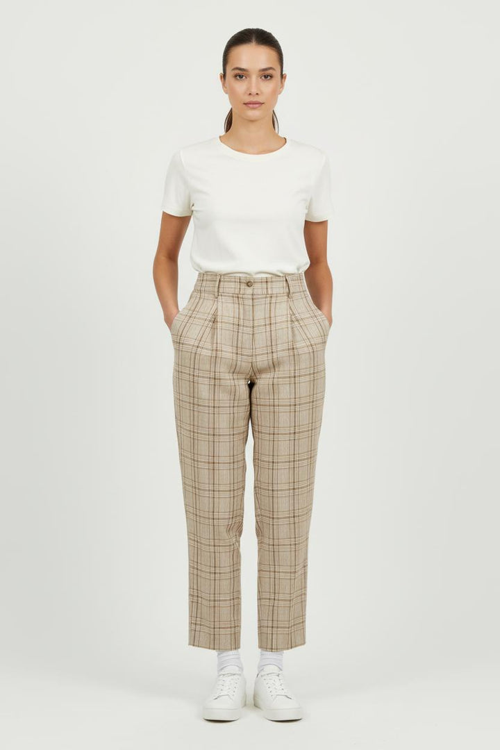 Pantalon Carreaux Beiges - Taille S/36 de la marque Sézane | PARAD71616 - Vendu par Paradigme - Image 1