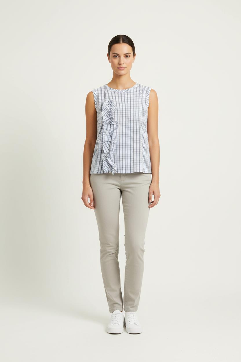 Blouse Sans Manches Blanche et Bleue - Taille XS/34 de la marque Karl Marc John | PARAD71636 - Vendu par Paradigme - Image 1
