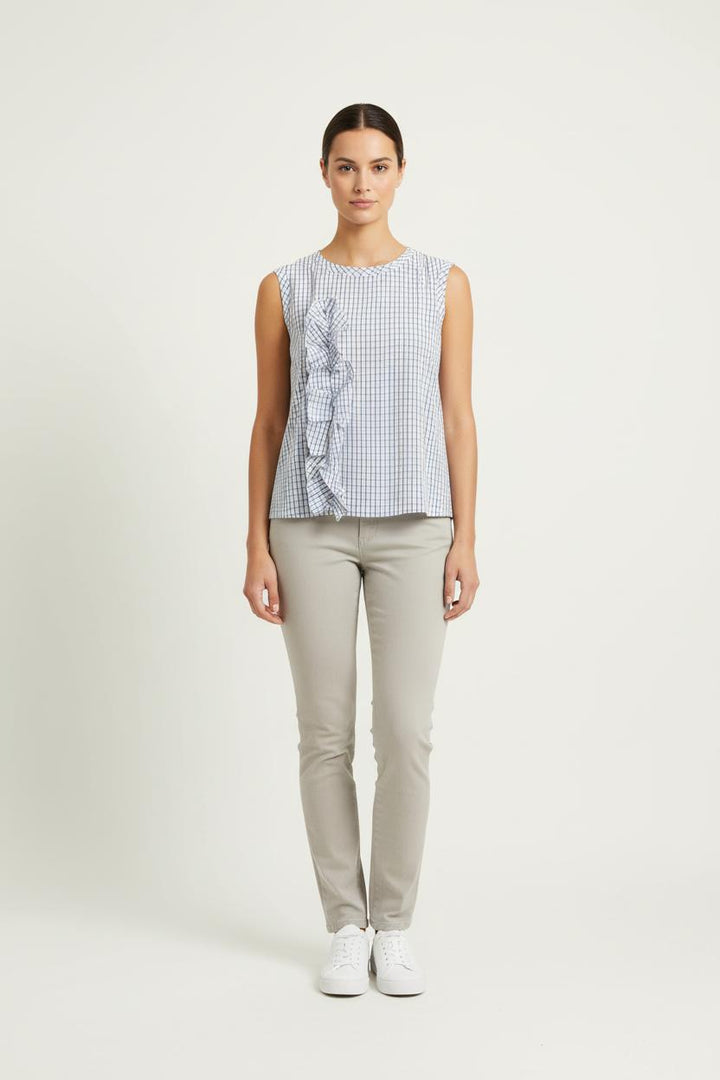 Blouse Sans Manches Blanche et Bleue - Taille XS/34 de la marque Karl Marc John | PARAD71636 - Vendu par Paradigme - Image 1