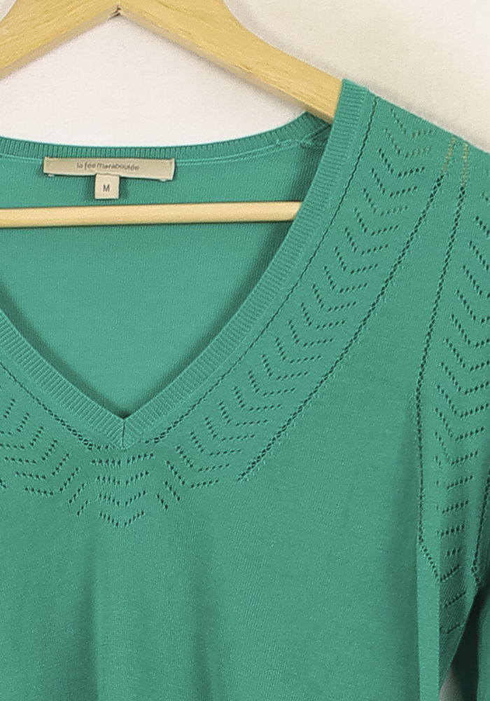 Pull Vert - Taille M/38 de la marque La Fée Maraboutée | PARAD71652 - Vendu par Paradigme - Image 3