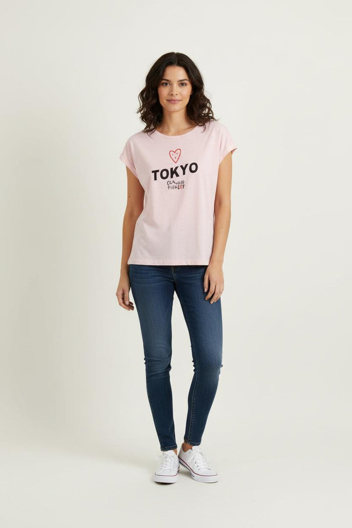 T-shirt Rose - Taille S/36 de la marque Claudie Pierlot | PARAD71673 - Vendu par Paradigme - Image 1