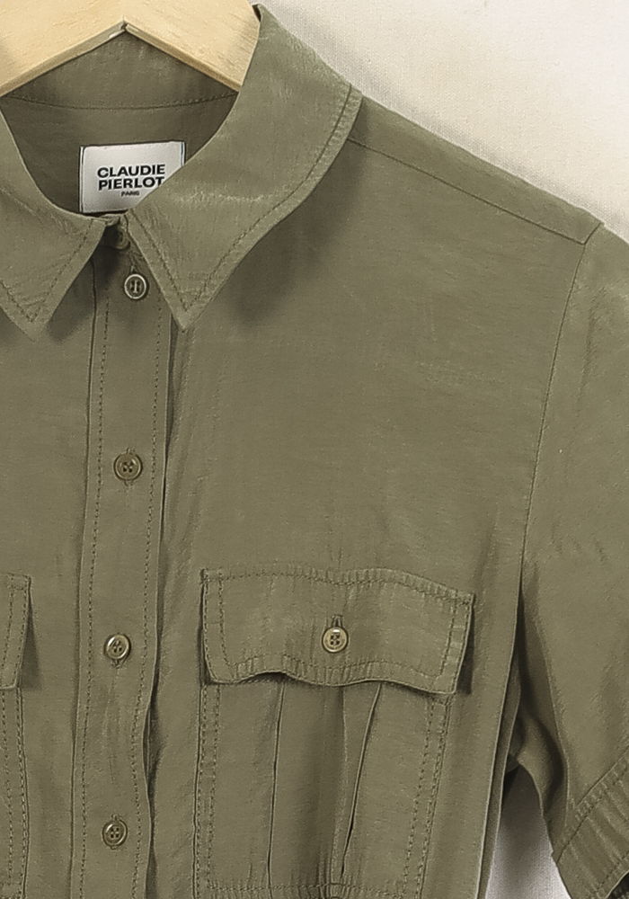 Robe Chemise Longue Verte - Taille M/38 de la marque Claudie Pierlot | PARAD71692 - Vendu par Paradigme - Image 3