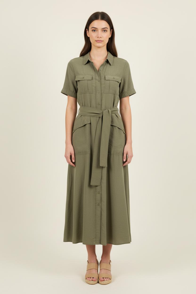 Robe Chemise Longue Verte - Taille M/38 de la marque Claudie Pierlot | PARAD71692 - Vendu par Paradigme - Image 1
