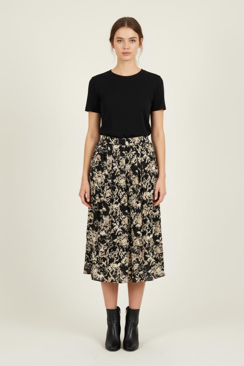 Jupe Plissée Noire et Beige - Taille S/36 de la marque Vanessa Bruno | PARAD71709 - Vendu par Paradigme - Image 1
