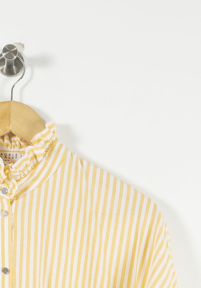 Robe Chemise Jaune et Blanche - Taille S/36 de la marque Claudie Pierlot | PARAD71721 - Vendu par Paradigme - Image 3