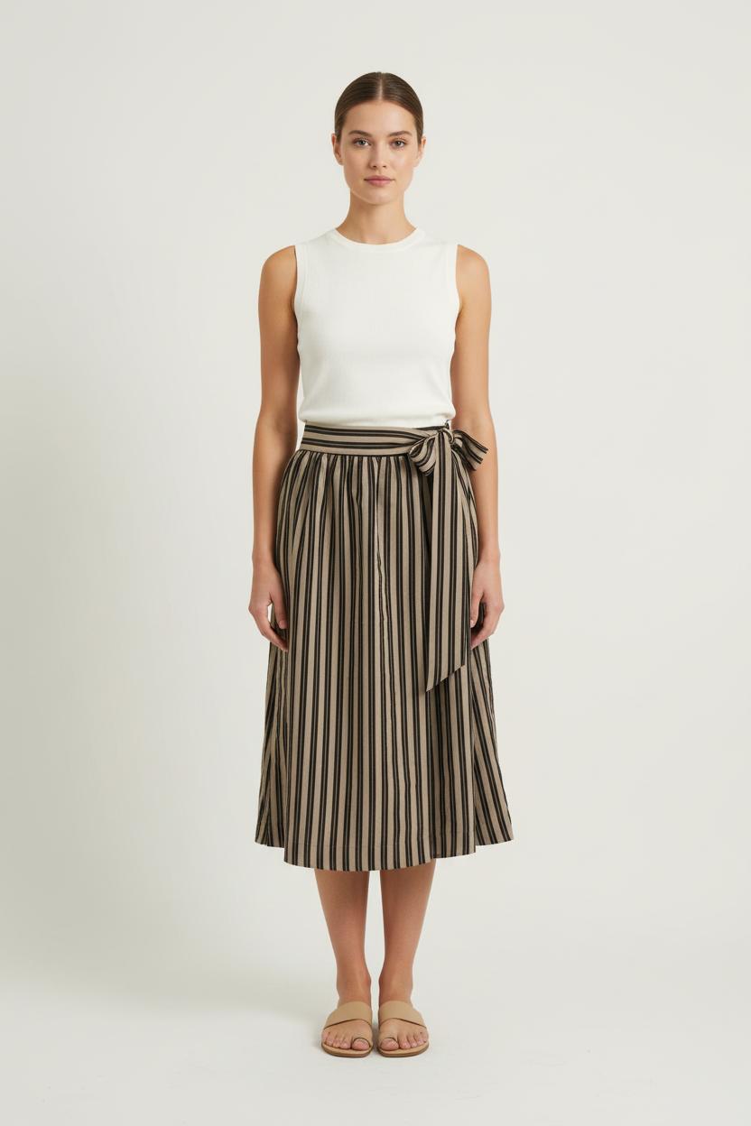Jupe Midi Beige et Noire - Taille M/38 de la marque Caroll | PARAD71833 - Vendu par Paradigme - Image 1