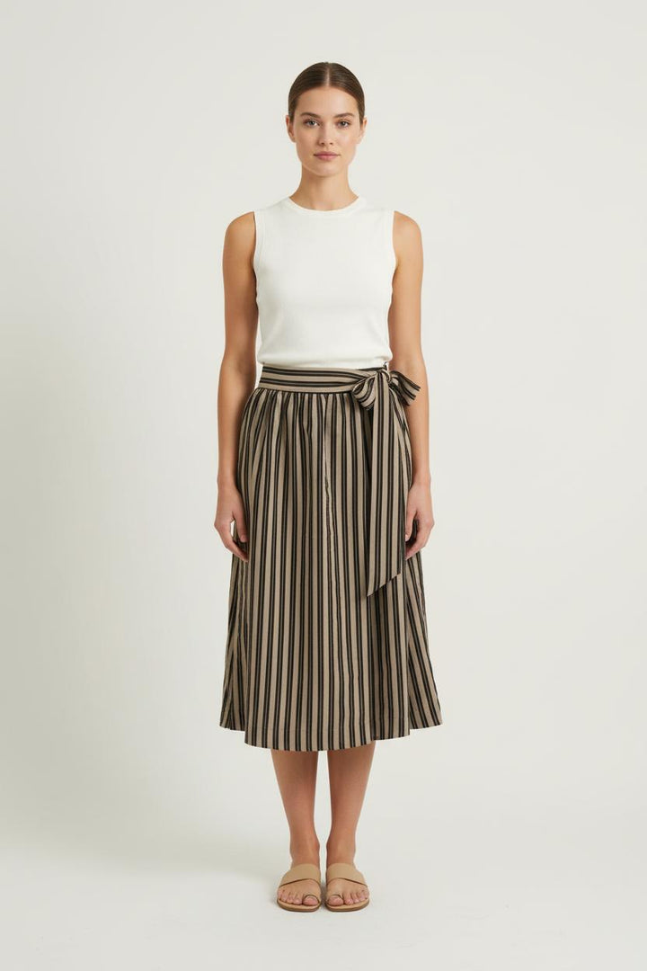 Jupe Midi Beige et Noire - Taille M/38 de la marque Caroll | PARAD71833 - Vendu par Paradigme - Image 1