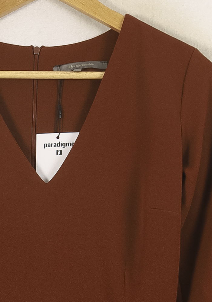 Robe Midi Marron - Taille S/36 de la marque La Fée Maraboutée | PARAD71838 - Vendu par Paradigme - Image 3
