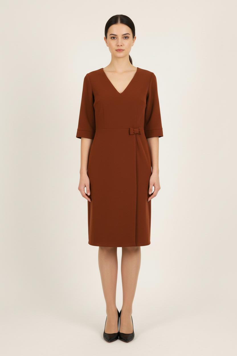 Robe Midi Marron - Taille S/36 de la marque La Fée Maraboutée | PARAD71838 - Vendu par Paradigme - Image 1