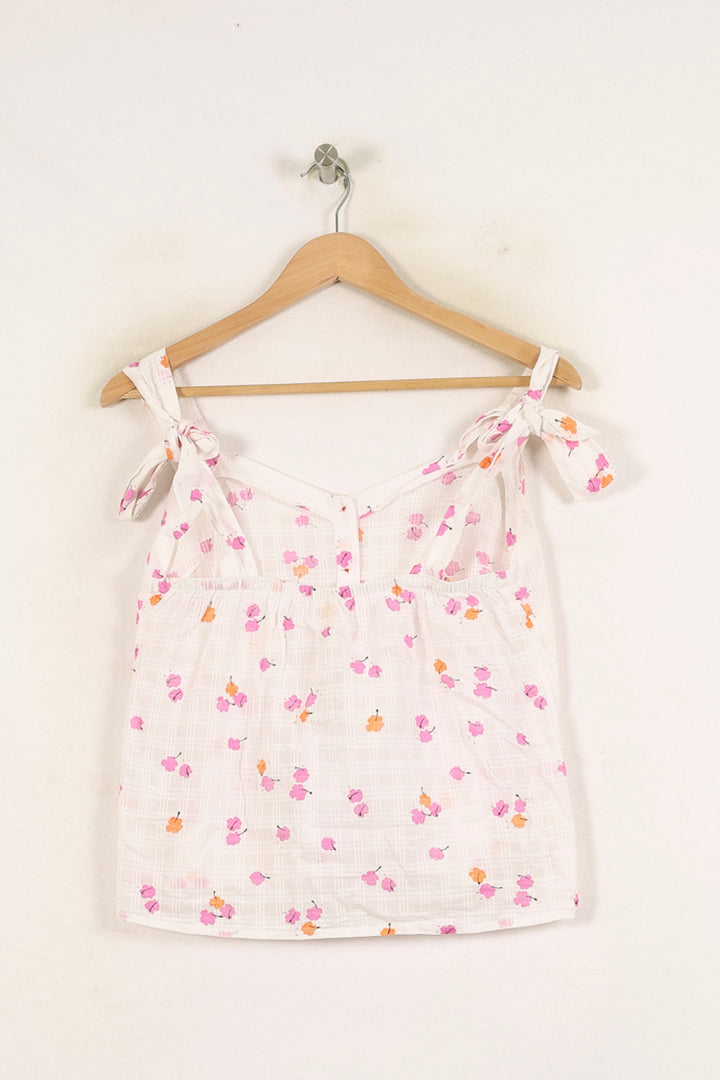 Débardeur Blanc à Fleurs Roses et Oranges - Taille S/36 de la marque Des petits hauts | PARAD71839 - Vendu par Paradigme - Image 4