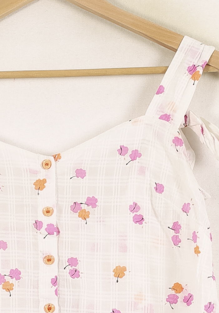 Débardeur Blanc à Fleurs Roses et Oranges - Taille S/36 de la marque Des petits hauts | PARAD71839 - Vendu par Paradigme - Image 3