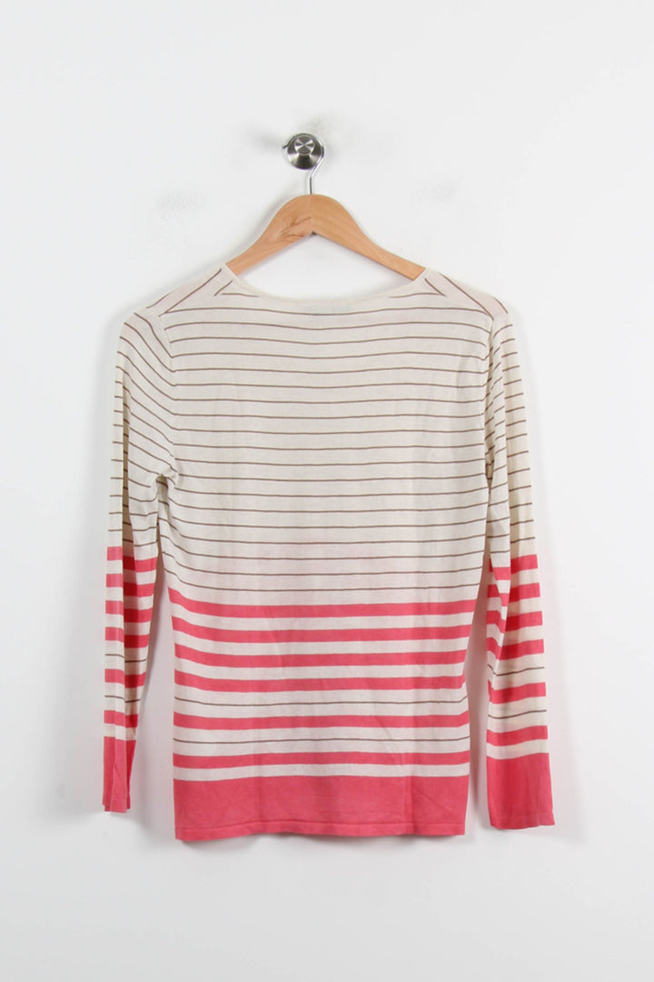 Pull Rayé Écru et Rose - Taille M/38 de la marque Gerard Darel | PARAD71875 - Vendu par Paradigme - Image 4