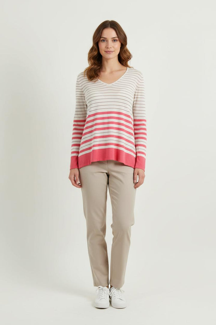 Pull Rayé Écru et Rose - Taille M/38 de la marque Gerard Darel | PARAD71875 - Vendu par Paradigme - Image 1