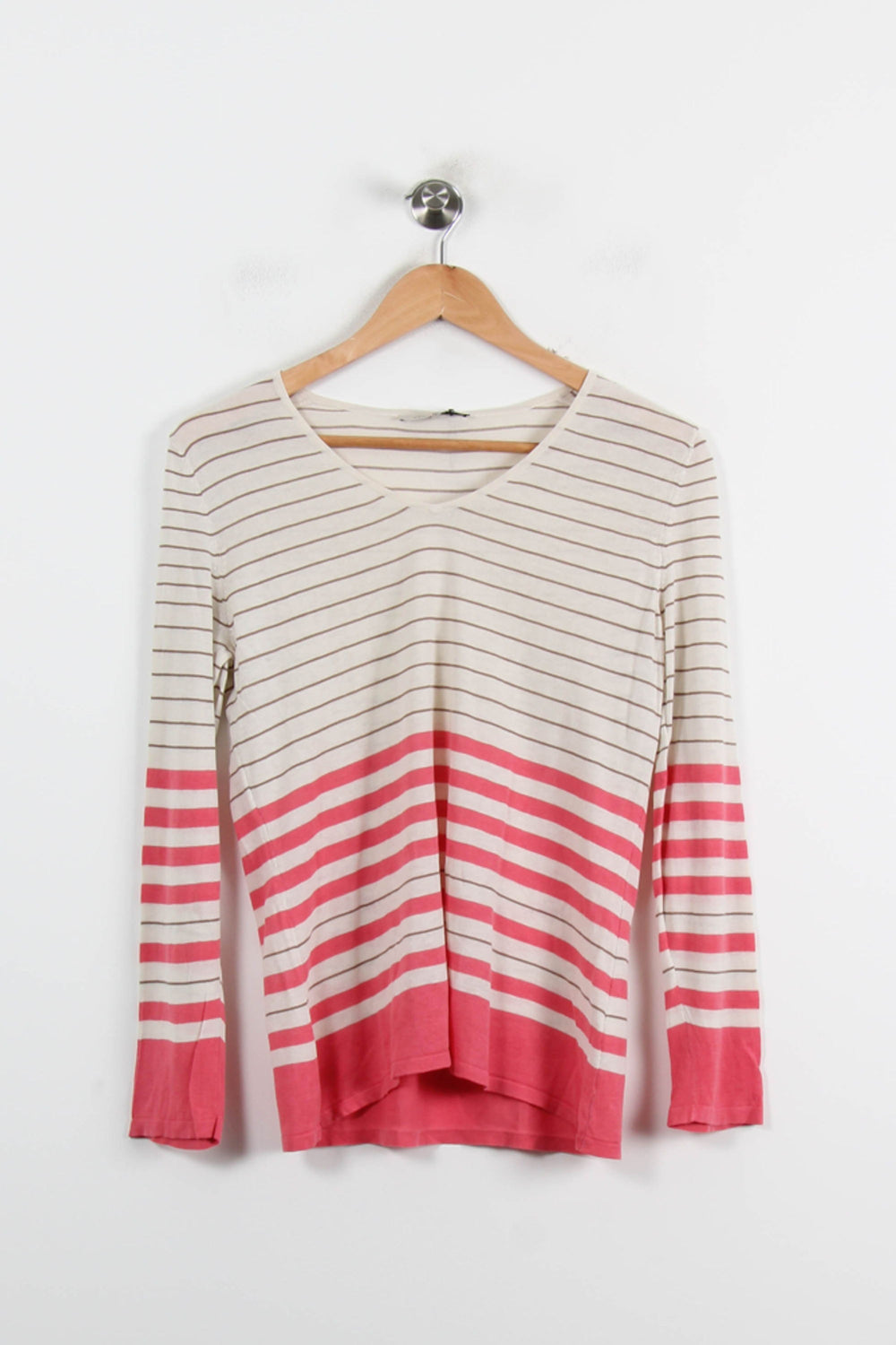 Pull Rayé Écru et Rose - Taille M/38 de la marque Gerard Darel | PARAD71875 - Vendu par Paradigme - Image 2