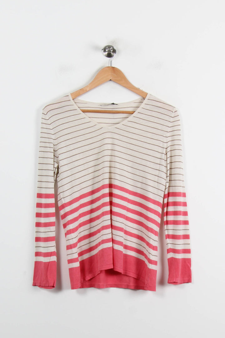Pull Rayé Écru et Rose - Taille M/38 de la marque Gerard Darel | PARAD71875 - Vendu par Paradigme - Image 2
