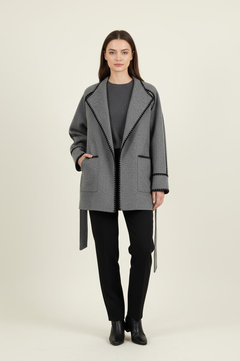 Veste Ceinturée Grise - Taille XS/34 de la marque Maje | PARAD71899 - Vendu par Paradigme - Image 1