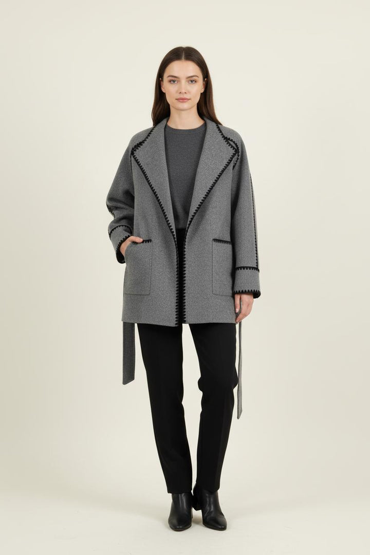 Veste Ceinturée Grise - Taille XS/34 de la marque Maje | PARAD71899 - Vendu par Paradigme - Image 1
