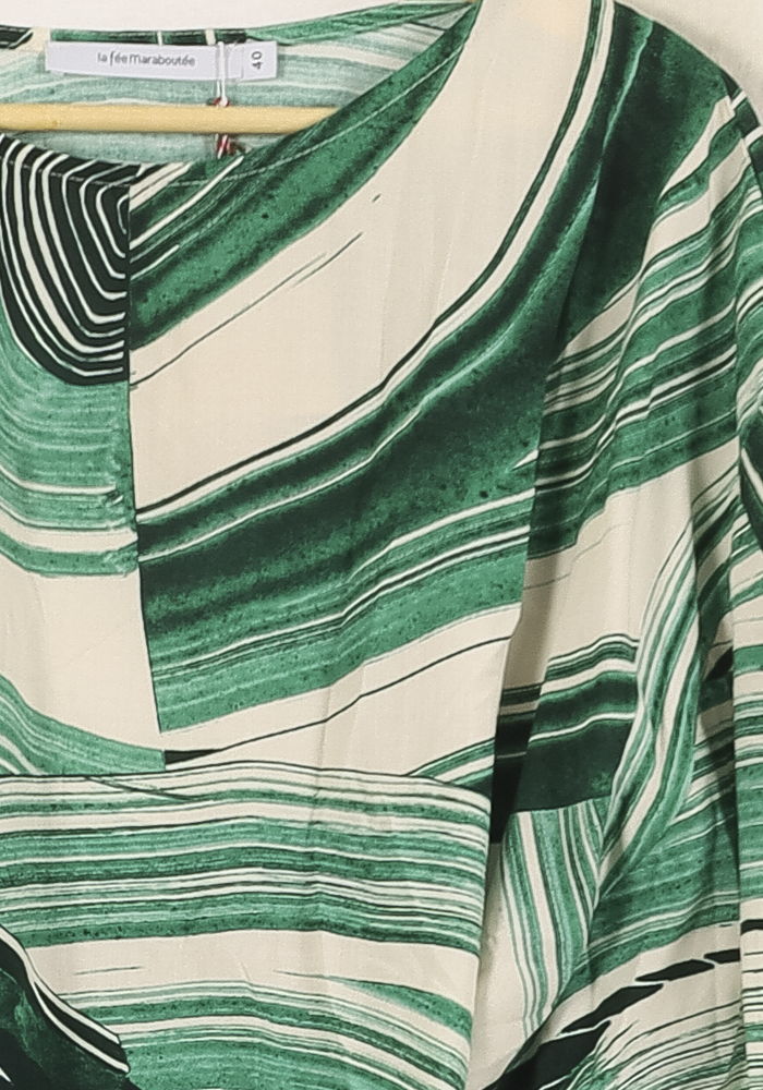 Blouse Verte et Blanche - Taille L/40 de la marque La Fée Maraboutée | PARAD71950 - Vendu par Paradigme - Image 3
