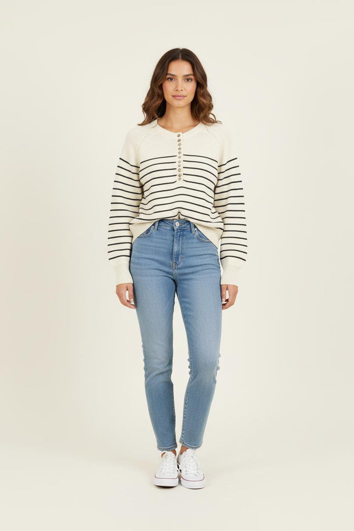 Pull Rayé Beige et Noir - Taille S/36 de la marque Sézane | PARAD71961 - Vendu par Paradigme - Image 1