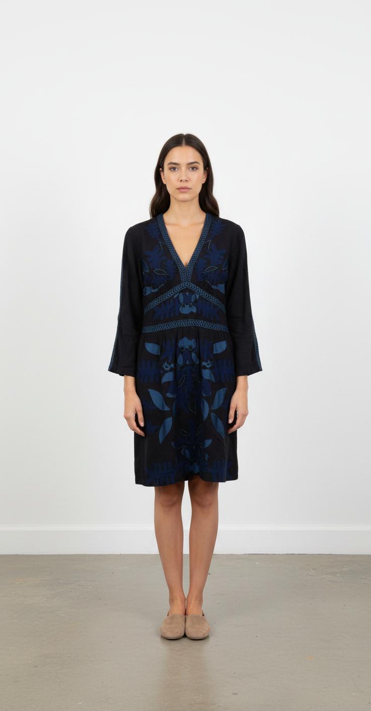 Robe Midi Noire et Bleue - Taille S/36