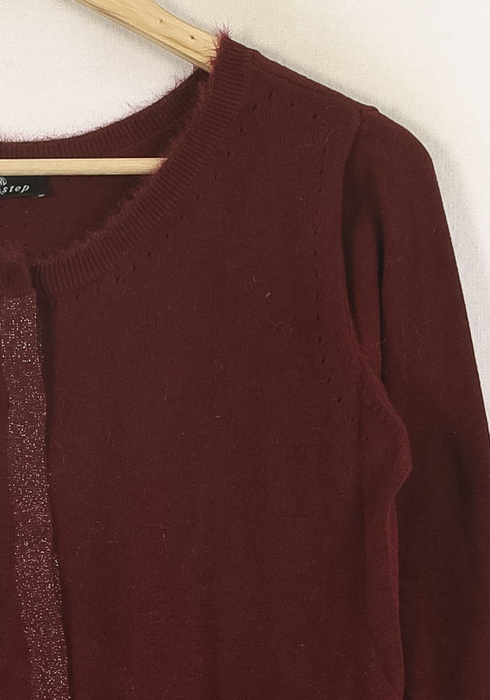 Cardigan Bordeaux - Taille L/40 de la marque One Step | PARAD71976 - Vendu par Paradigme - Image 3