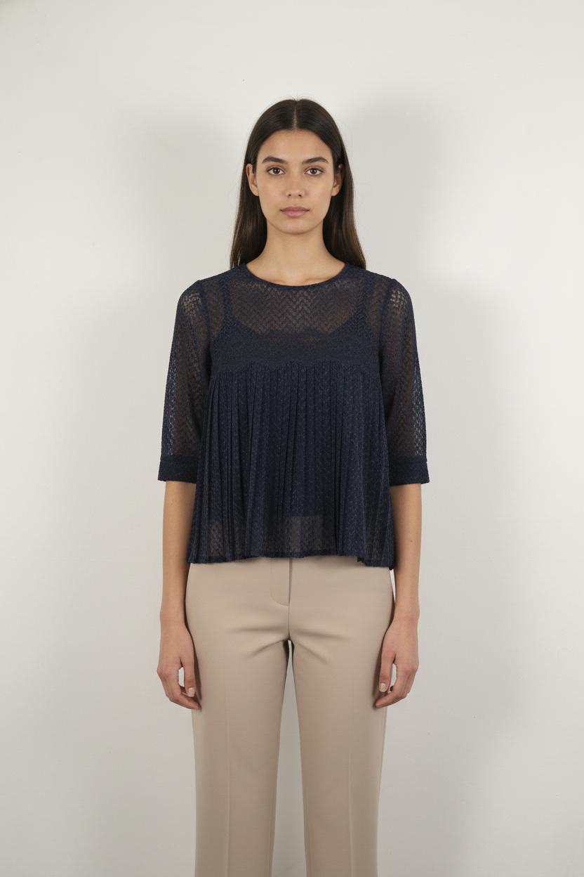Blouse en Dentelle Bleue - Taille M/38