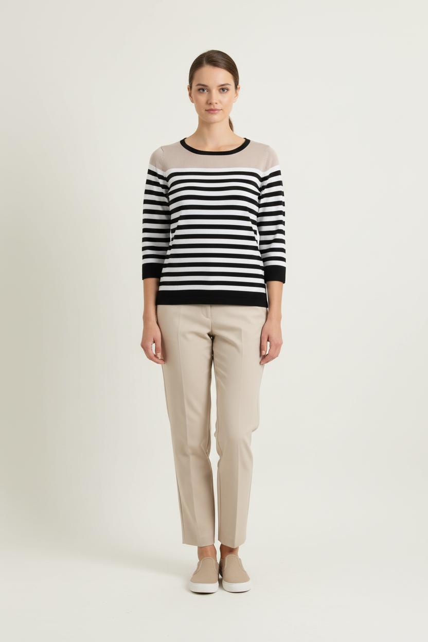 Marinière Beige et Noire - Taille S/36 de la marque Maison 123 | PARAD72000 - Vendu par Paradigme - Image 1