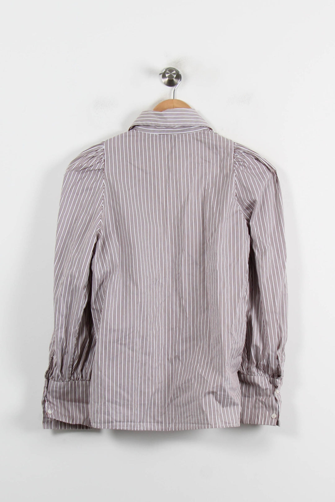 Chemise Rayée Marron et Blanche - Taille S/36 de la marque Sandro | PARAD72023 - Vendu par Paradigme - Image 4