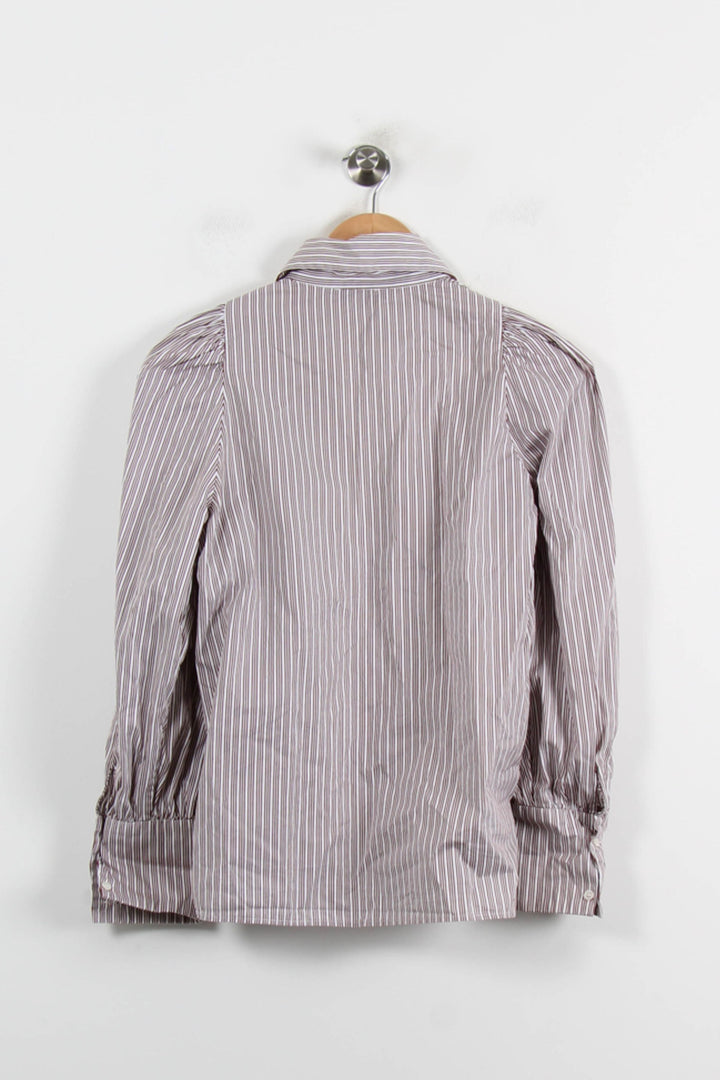 Chemise Rayée Marron et Blanche - Taille S/36 de la marque Sandro | PARAD72023 - Vendu par Paradigme - Image 4