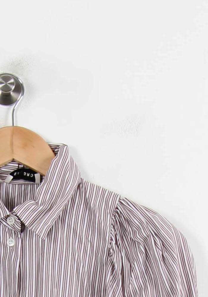 Chemise Rayée Marron et Blanche - Taille S/36 de la marque Sandro | PARAD72023 - Vendu par Paradigme - Image 3