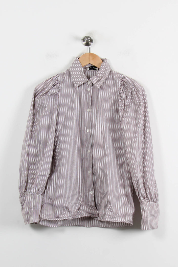 Chemise Rayée Marron et Blanche - Taille S/36 de la marque Sandro | PARAD72023 - Vendu par Paradigme - Image 2