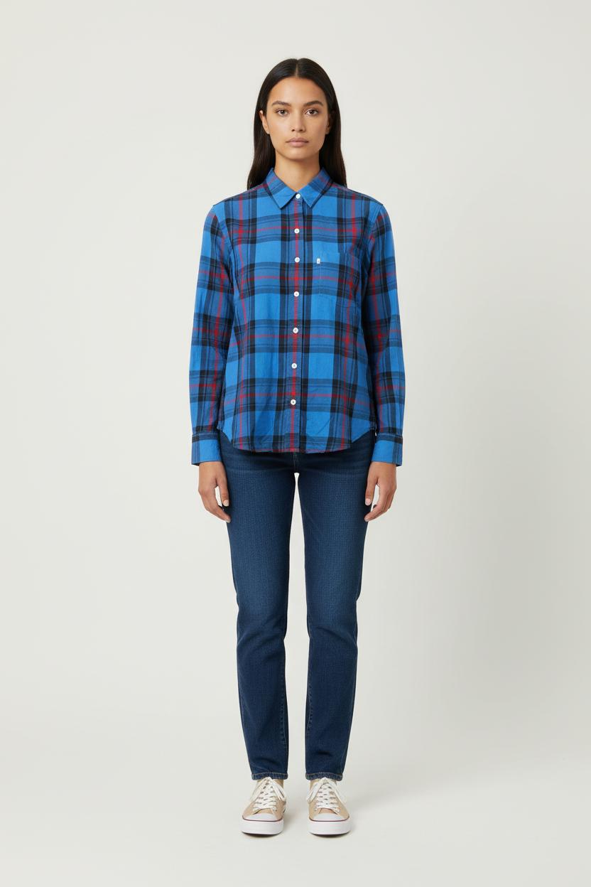 Chemise à Carreaux Bleue et Noire - Taille S/36 de la marque Levi's | PARAD72036 - Vendu par Paradigme - Image 1