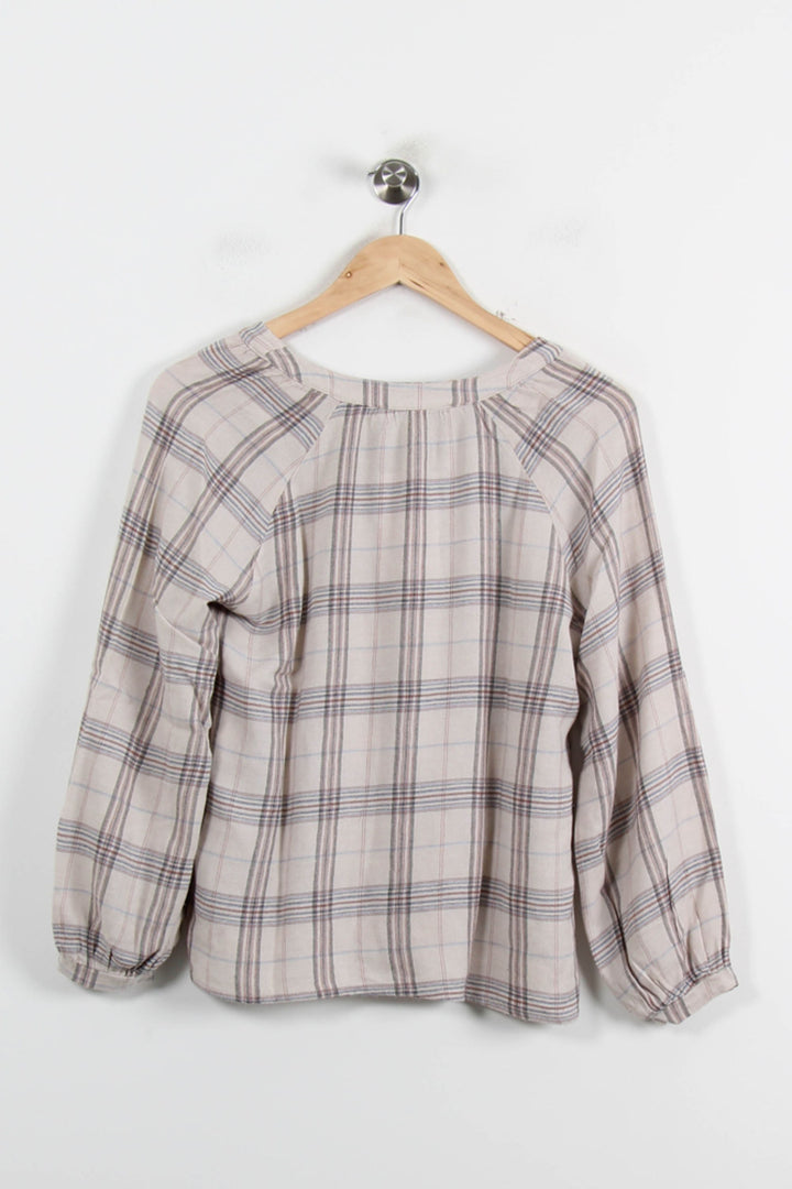 Blouse Beige à Carreaux - Taille M/38 de la marque La Fée Maraboutée | PARAD72127 - Vendu par Paradigme - Image 4