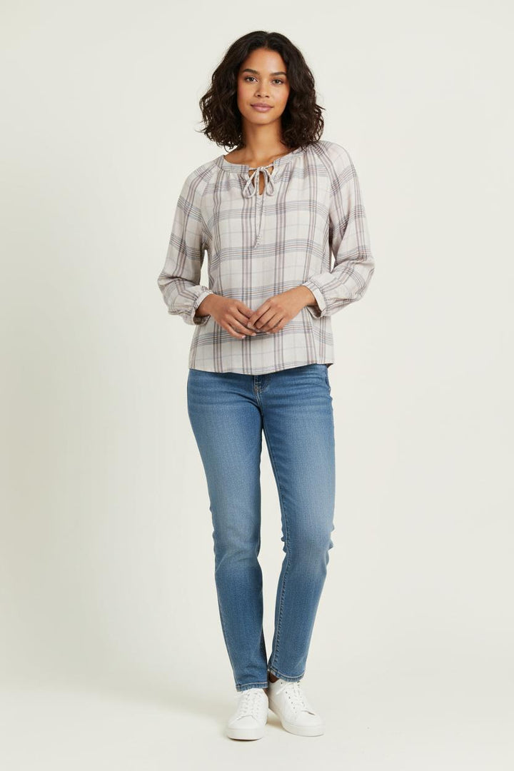Blouse Beige à Carreaux - Taille M/38 de la marque La Fée Maraboutée | PARAD72127 - Vendu par Paradigme - Image 1