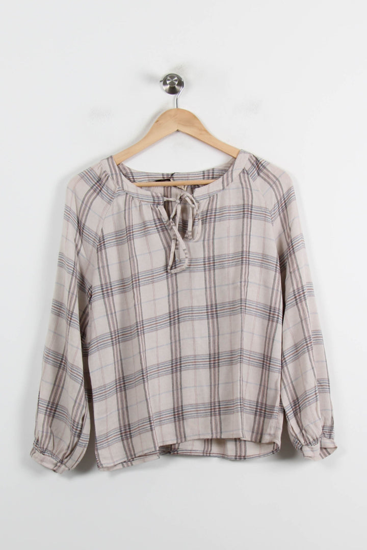 Blouse Beige à Carreaux - Taille M/38 de la marque La Fée Maraboutée | PARAD72127 - Vendu par Paradigme - Image 2