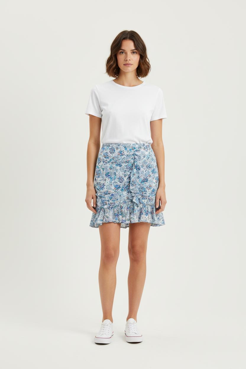 Jupe Volantée Bleue et Blanche - Taille M/38 de la marque Suncoo | PARAD72131 - Vendu par Paradigme - Image 1