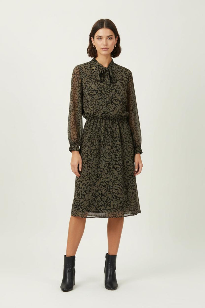 Robe Midi Kaki et Noire - Taille S/36 de la marque IKKS | PARAD72145 - Vendu par Paradigme - Image 1