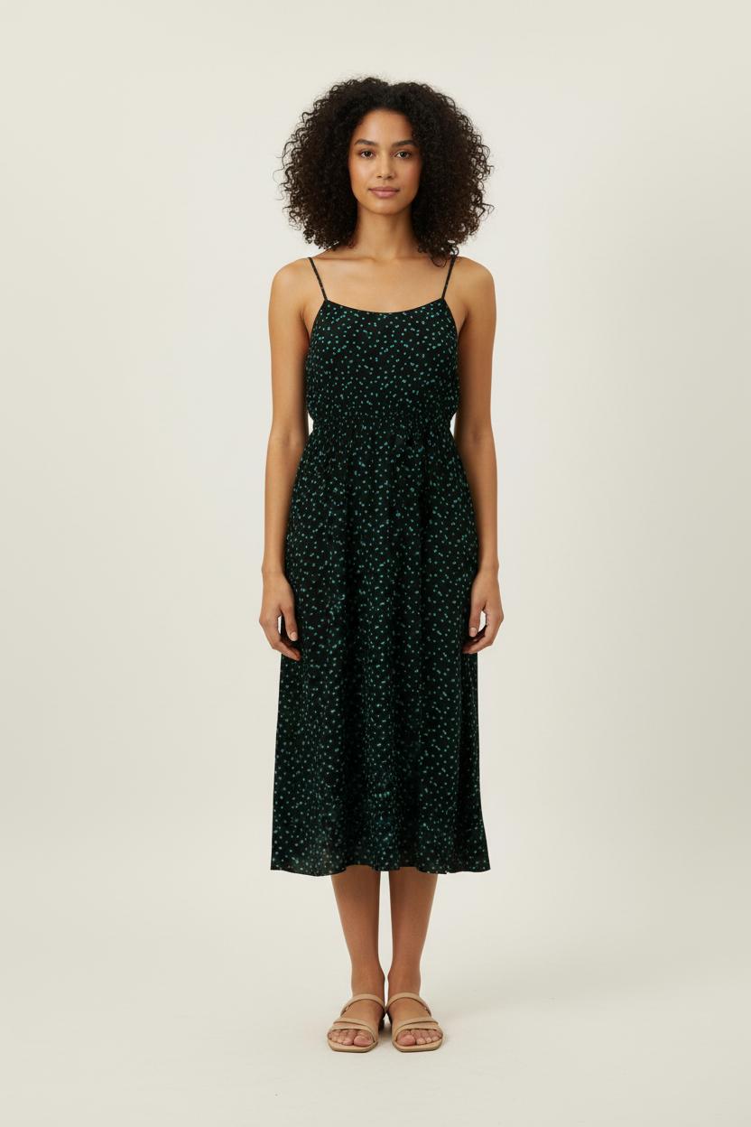 Robe Midi Noire et Verte - Taille S/36 de la marque Suncoo | PARAD72162 - Vendu par Paradigme - Image 1