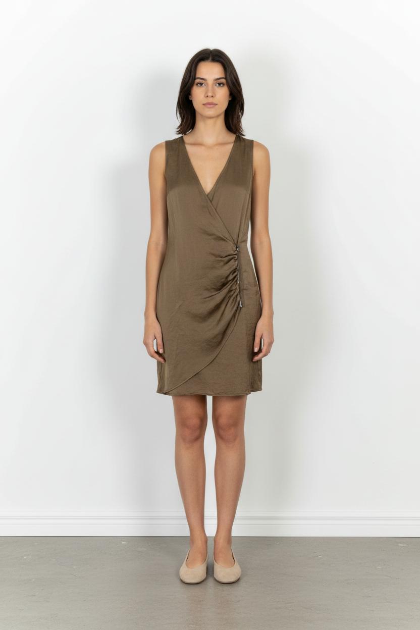 Robe Drapée Marron - Taille M/38 de la marque IKKS | PARAD72190 - Vendu par Paradigme - Image 1